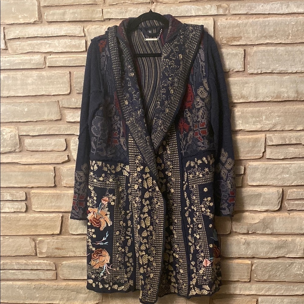 Paparazzi Womens Multicolor Floral Embroidered Knitted Cardigan Sweater Size L - Picture 6 of 13